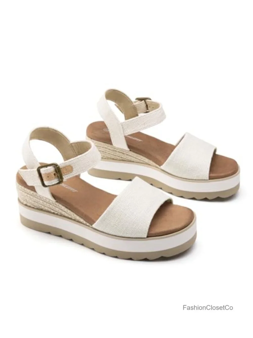Women's Platform Wedge Sandals Espadrille Comfortable Ankle Strap Buckle